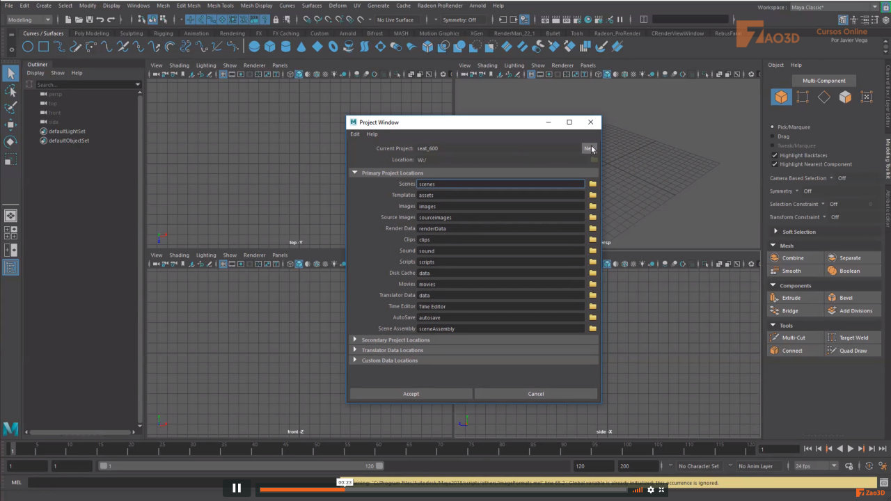 Creación del proyecto dentro de Maya