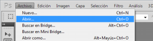 El interface de Photoshop CS5 1 menu abrir photoshop