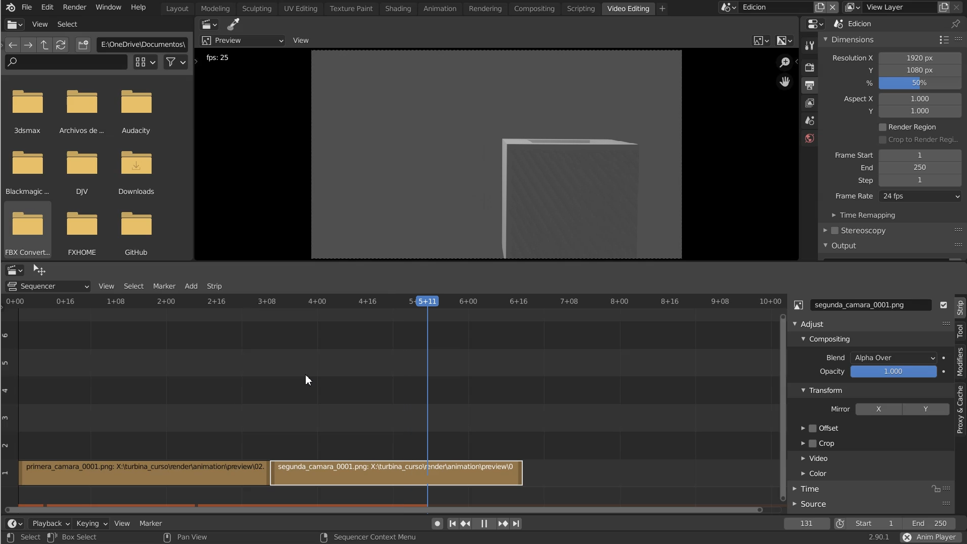 Renderizar diferentes escenas y el editor de vídeo de Blender