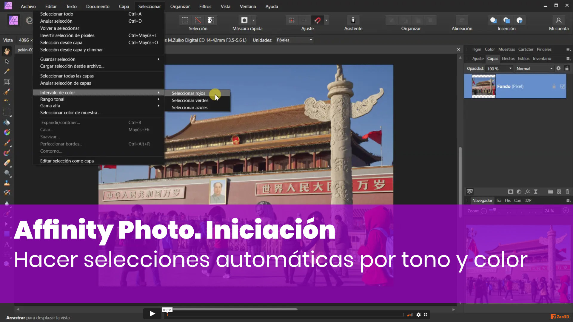 Hacer selecciones automáticas por tono y color