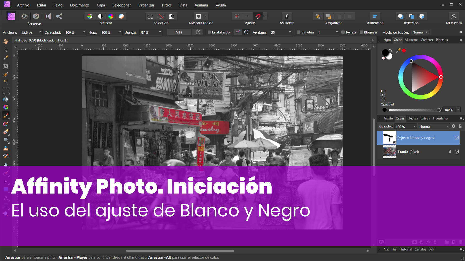 El uso del ajuste de Blanco y Negro