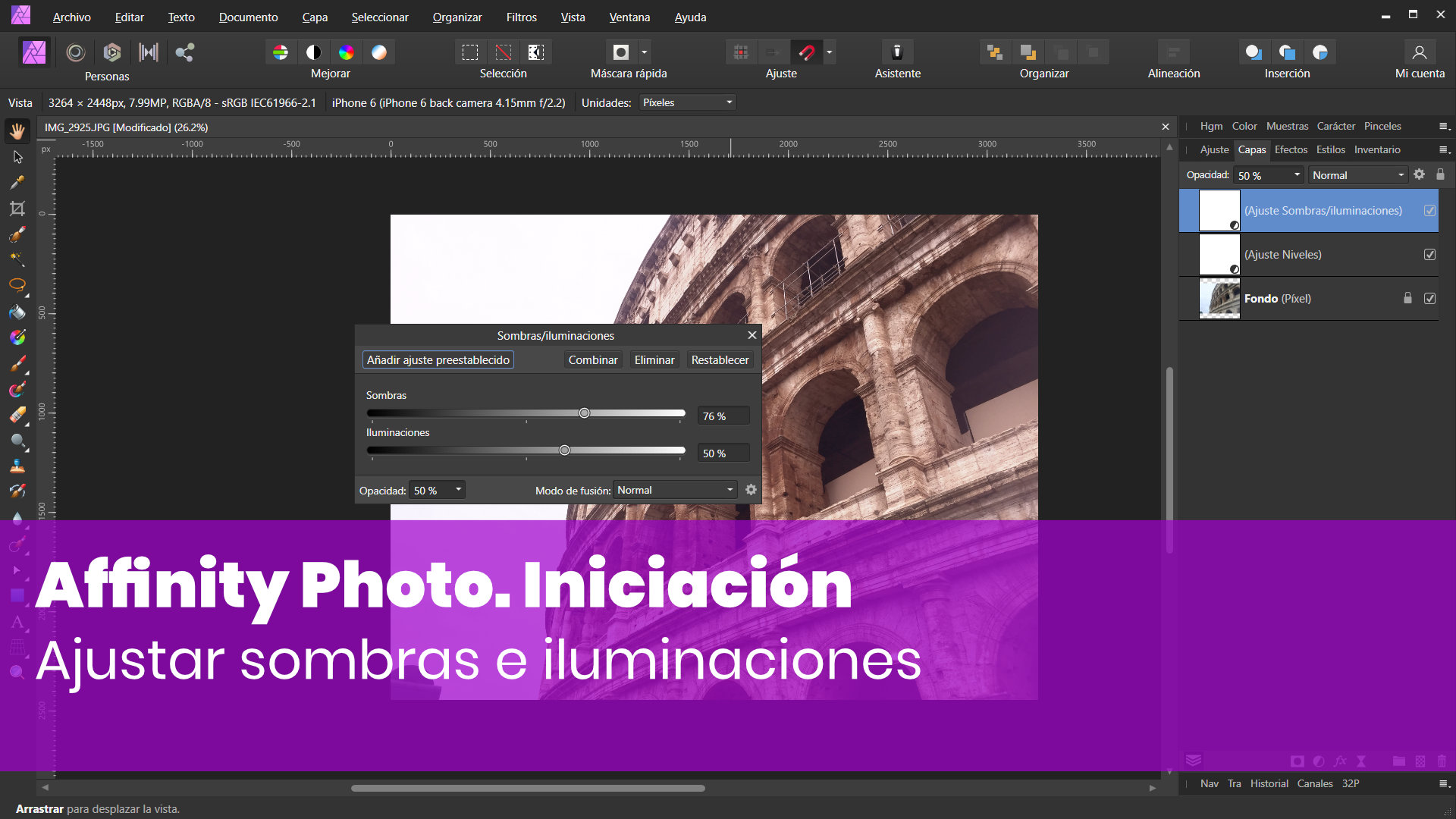 Ajustar sombras e iluminaciones