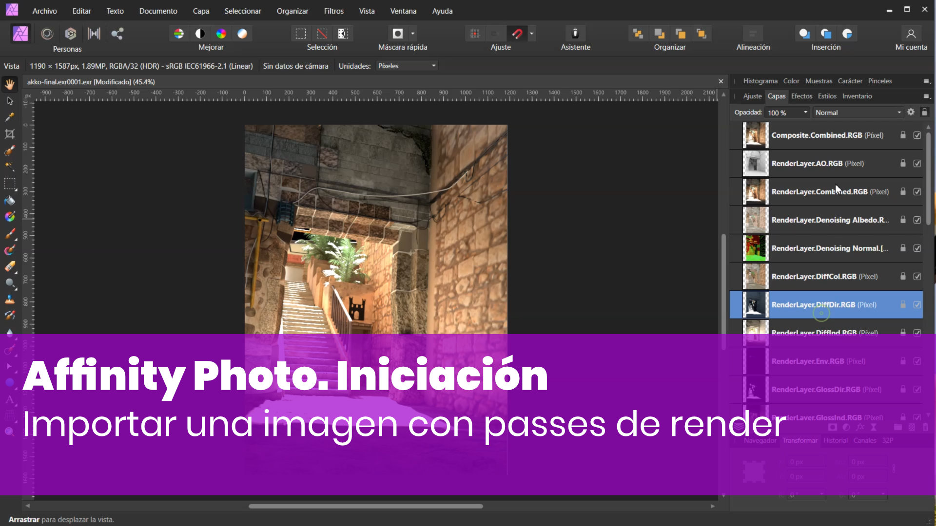 Importar una imagen con passes de render