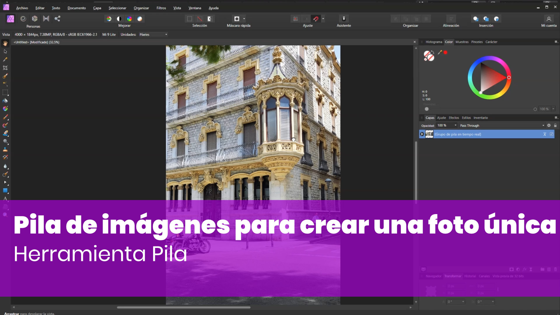 Usar la pila de imágenes para crear una foto única