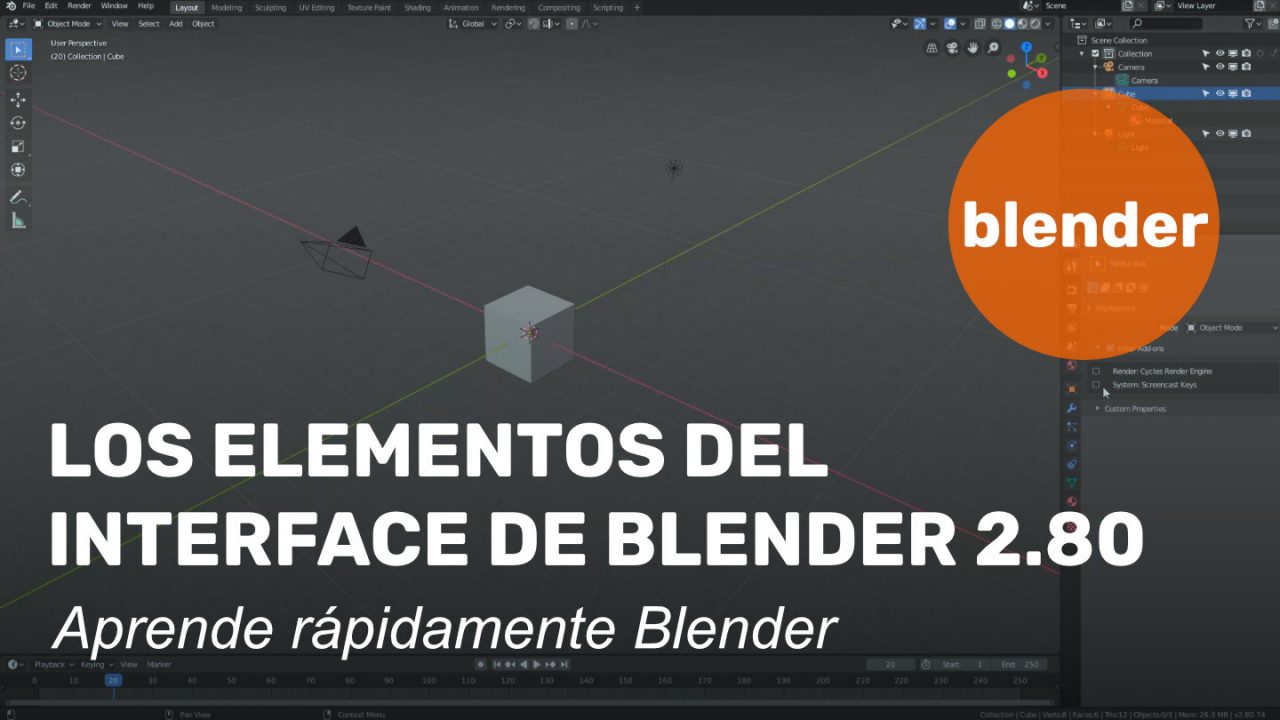 Los elementos del interface de Blender 2.8x