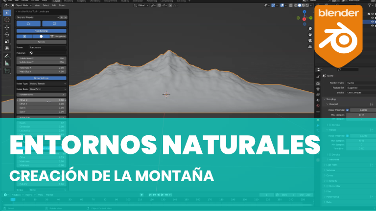 Creación de la montaña con ANT Landscape en Blender