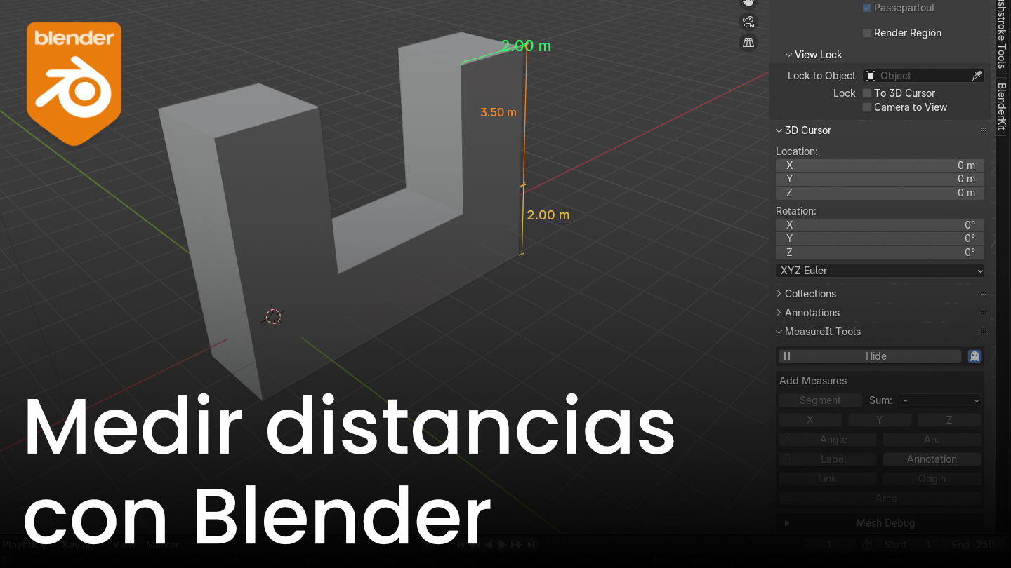 Medir distancias y dimensiones en Blender
