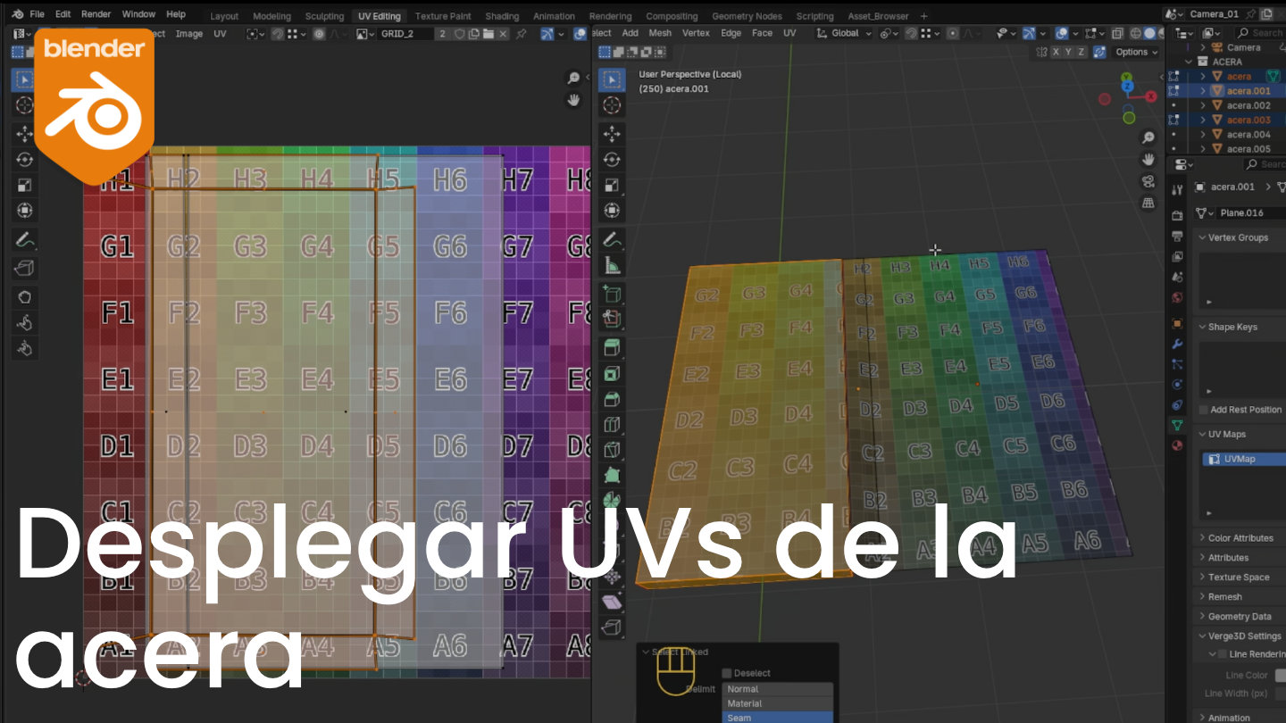 Unwrap de la acera para texturizado uniforme