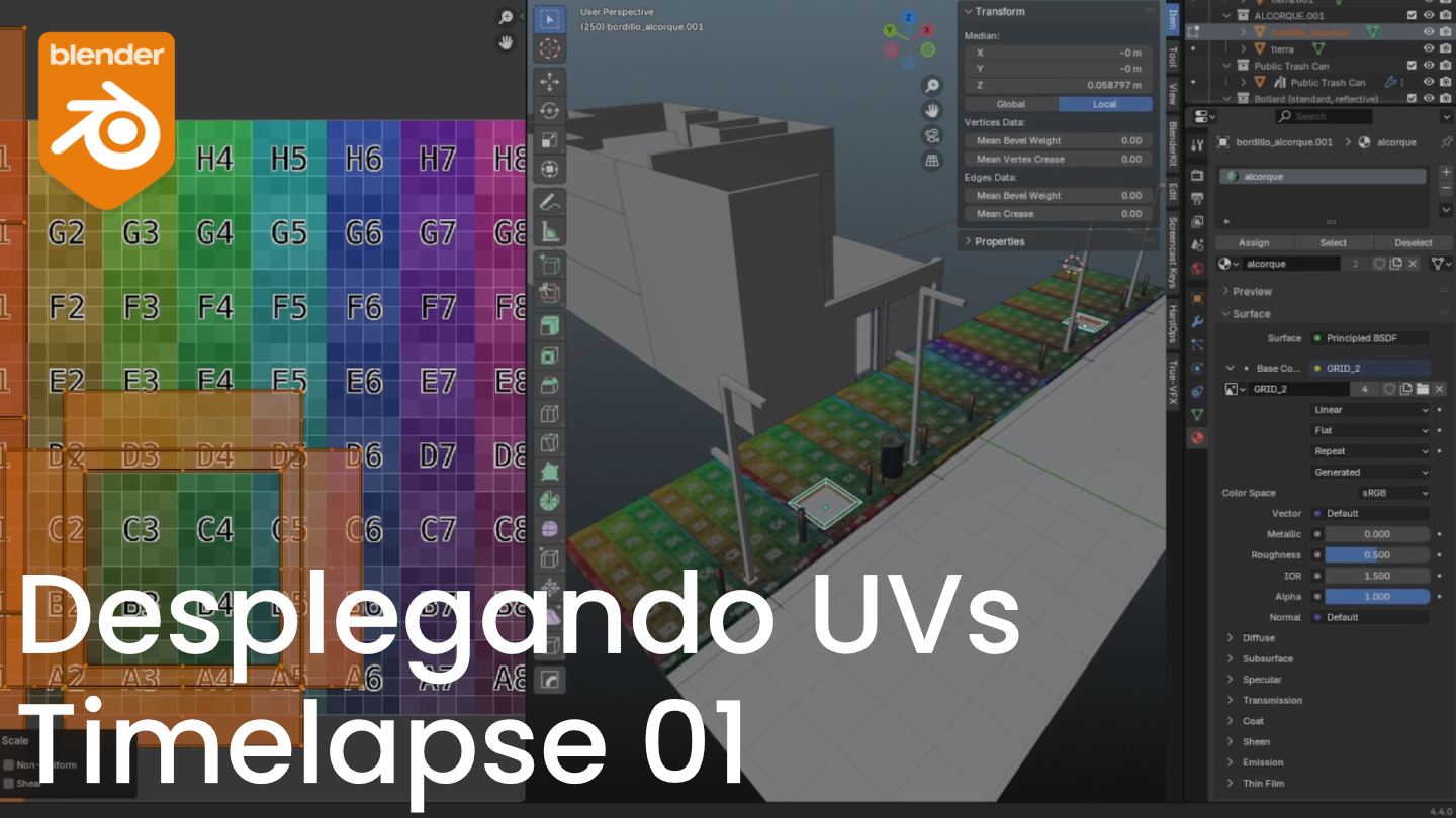 Desplegado y empaquetado de UVs para aceras y bordillos