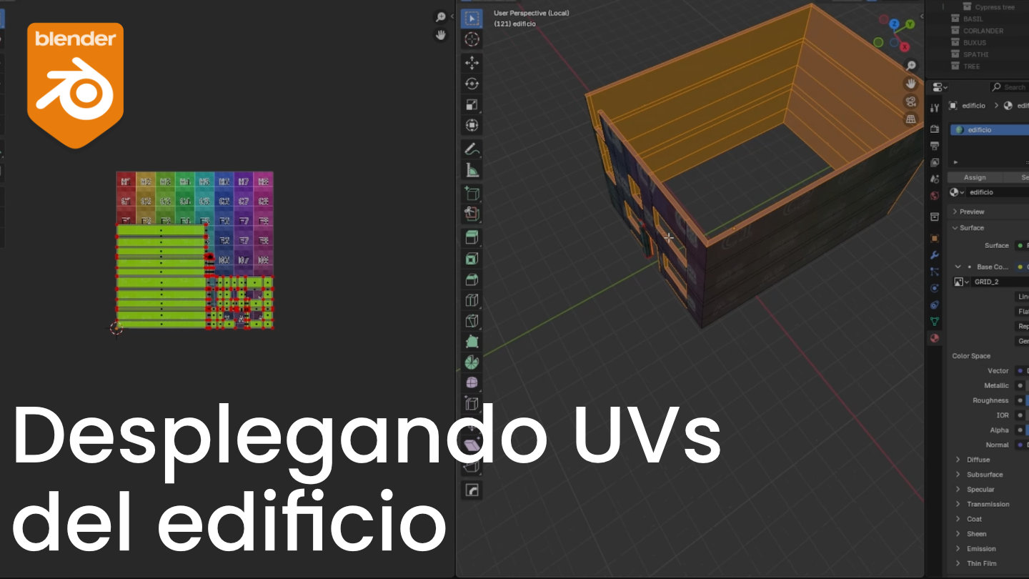 Limpieza de la malla y desplegado de UVs del edificio