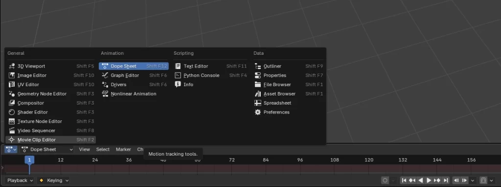 Dope Sheet en lugar de Timeline en Blender 5.0 beta