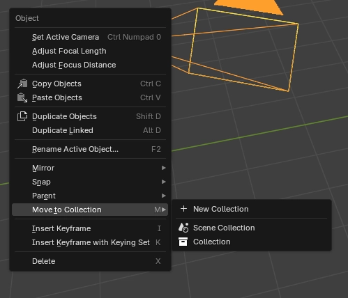 Atajo move to collection en Blender 5.0 beta