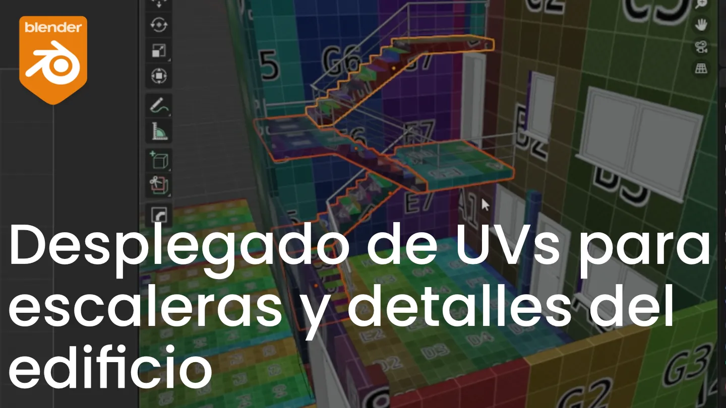 Desplegado de UVs para escaleras y detalles del edificio