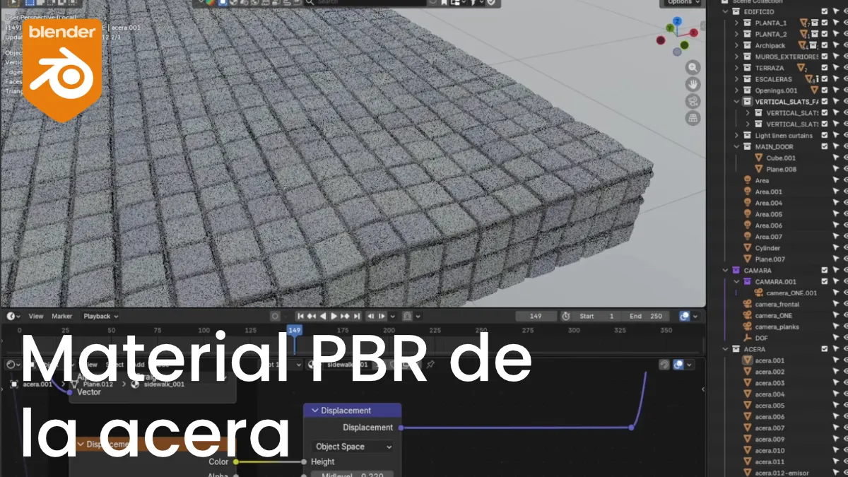 Material PBR de la acera: escala, repetición y realismo