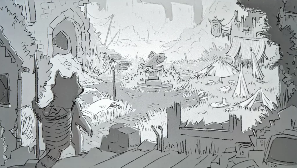 Overgrown. La primera película de Blender Studio 3 Arte conceptual de los escenarios naturales de Overgrown