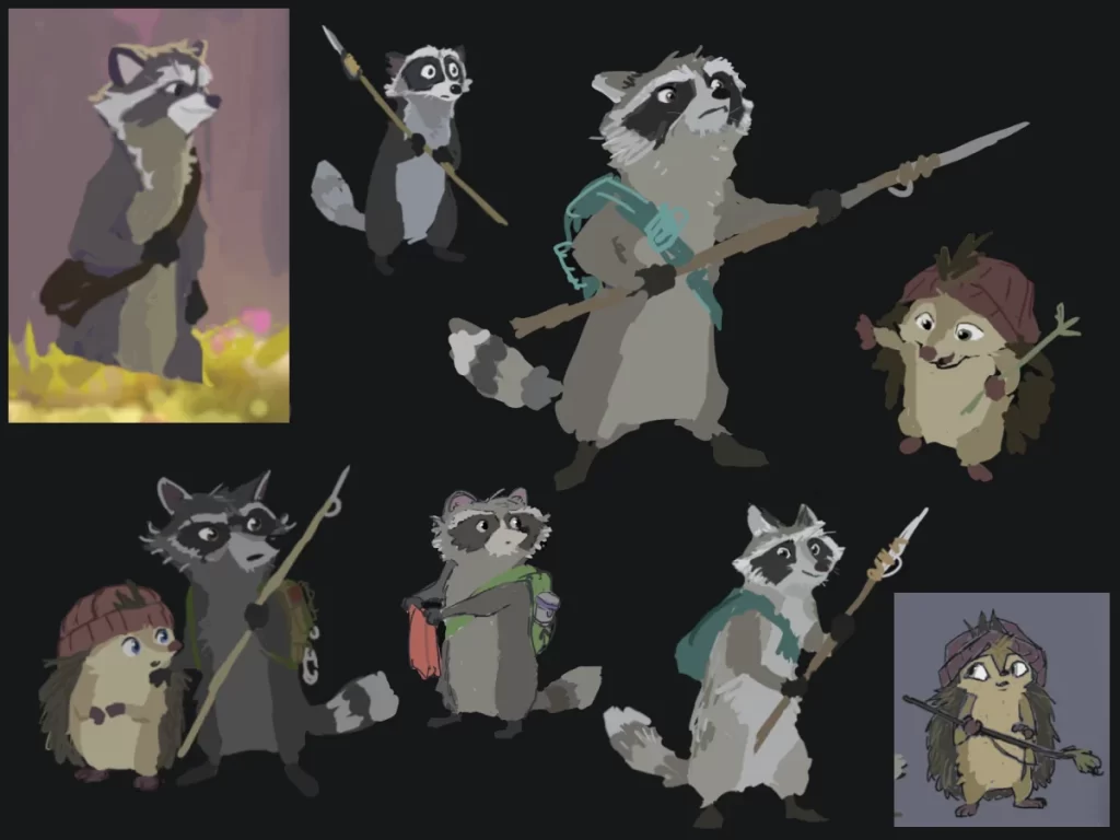 Overgrown. La primera película de Blender Studio 2 Diseños de los personajes protagonistas de Overgrown